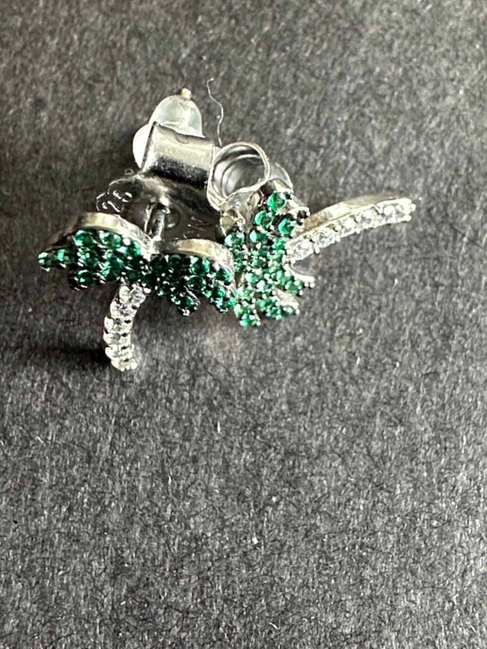 Sterling silver CZ Palm Tree Stud Earrings